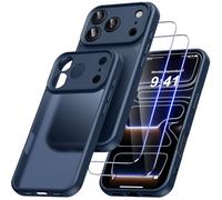 Qasyfanc Hybrid Opaco Cover Compatibile con iPhone 17 Pro con Protezione Fotocamera e 2 Pellicola Vetro Temperato, Custodia con iPhone 17 Pro Sottile Antiurto Blu