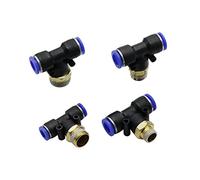 QASYKSLQ Garden Plumbing 6 mm 8 mm 10 mm Sliding Lock Joint 1/8''1/4''3/8''1/2'' Male Thread Thread Three-Way Joint Irrigation System Pneumatic Joint 4Pc (colore: 8 mm 1I8 Inch)