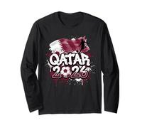Qatar 26 Fan Paint Splash Qatar Flag Graffiti Art Maglia a Manica
