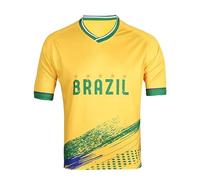 Qatar Coppa del Mondo di Calcio Maglietta Fan Maglia da Allenamento Uomo Donna Stampa Manica Corta Girocollo Sportivo Elastico Traspirante Asciugatura Veloce T Shirt Brasile XL