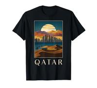 Qatar, Doha, Orizzonte, Deserto, golfo, Vendemmia, Viaggio, Design Maglietta
