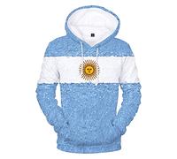 Qatar Football World Cup Pullover con Cappuccio Fan tifano per l'allenamento Sportivo Uomo Donna Stampa Felpa con Cappuccio Maglione con Tasche Felpe Casual Stretch Top 3D Argentina 1# 4XL