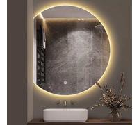 QATGQBCF Specchio da Bagno LED Semicircolare, Taglio Sinistro, Taglio Destro, Moderno Specchio da Parete Senza Cornice, Specchio Illuminato con Regolazione 3000K/4000K/6000K(Left Cut,54x60CM)