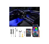 QAUBEN Auto Interno Strip Luces, 2 in 1 Multicolore RGB Auto Ambient Luceing Kit, 3m Fibra ottica EL Neon Tube Luce, Modalità fai da te Sincronizzazione musicale Telecomando RF + APP Control DC 12V