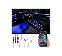 QAUBEN Auto Interno Strip Luces, 3 in 1 Multicolore RGB Auto Ambient Luceing Kit, 4m Fibra ottica EL Neon Tube Luce, Modalità fai da te Musica Sincronizzazione APP Controllo DC 12V