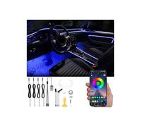 QAUBEN Auto Interno Strip Luces, 4 in 1 Multicolore RGB Auto Ambient Luceing Kit, 4m Fibra ottica EL Neon Tube Luce, Modalità fai da te Musica Sincronizzazione APP Controllo DC 12V