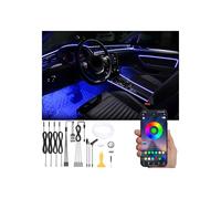 QAUBEN Auto Interno Strip Luces, 4 in 1 Multicolore RGB Auto Footwell Kit di illuminazione ambientale, 5m Fibra ottica EL Neon Tube Luce, Modalità fai da te Musica Sincronizzazione APP Controllo 12V