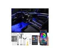 QAUBEN Auto Interno Strip Luces, 4 in 1 Multicolore RGB Auto Footwell Kit di illuminazione ambientale, 5m Fibra ottica EL Neon Tube Luce, Modalità fai da te Sinc musicale Remoto RF + APP Control 12V
