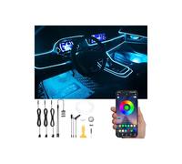 QAUBEN Kit di luce dell'atmosfera dell'auto 4m Fibra ottica RGB Multicolore suono memoria della musica attiva Bluetooth APP Controllo 64 colori USB Kit di illuminazione ambientale interna auto DC 12V