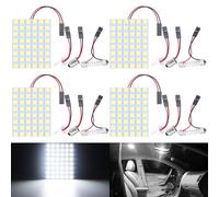 QAUBEN Super bianco risparmio energetico 5050 48-SMD pannello LED cupola luce auto auto piastra di lettura interna luce tetto soffitto interno cavo lampada + T10 BA9S Festoon adattatore DC 12V 4pcs