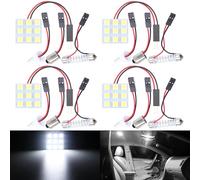 QAUBEN Super bianco risparmio energetico 5050 9-SMD pannello LED cupola luce auto auto interna lettura piastra luce tetto soffitto interno cavo lampada + T10 BA9S Festoon adattatore DC 12V 4pcs