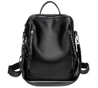 QAUUCP Borsa Zaino Donna Pelle Zaino in pelle di marca for donna, zaino da viaggio, borsa scuola, a tracolla casual(Black)