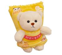 QAUUCP Calentador De Manos De Peluche Confezione di snack creativi a forma patatine fritte, orsetto Lina, scaldamani, cuscino 2 in 1, bambola orsacchiotto carina(Yellow bear)