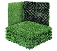 QAUUCP Piastrelle per Prato 10 Pezzi di Piastrelle Erba Sintetica quadrate ad Incastro da 12 Pollici x, realistiche, for pavimentazione in Artificiale