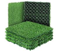 QAUUCP Piastrelle per Prato Piastrelle di Erba Artificiale, Sintetica autodrenante, pavimentazione Decorativa, Tappeto erboso autobloccante(8 PCS)