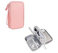 QAUUCP Porta Cavi da Viaggio Borsa for cavo dati for organizer da viaggio impermeabile Custodia for trasporto portatile a doppio strato for USB Caricatore(Pink,19 * 11 * 6cm)
