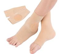 QAUUCP Tutore Caviglia Calzini con maniche imbottite a compressione for protezione del tallone tendine d'Achille da 2 pezzi(Beige-1Pair-B)