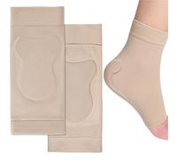 QAUUCP Tutore Caviglia Calzini con maniche imbottite a compressione for protezione del tallone tendine d'Achille da 2 pezzi(Beige-1Pair-A)