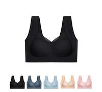 qavcg Zenchic Bra, Fashion Deep Cup Bra Summer Push Up Wireless Bra, Wireless Push Up Bras for Women, Black, L(40-55kg)