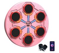 Qawner Macchina da Boxe Musicale, 15 Modalità di Velocità, 2025 Nuovo LED Boxe Musica da Parete con Guanti da Boxe, Bluetooth, Conteggio Intelligente e Bluetooth Musicboxing per Adulti e Bambini (Rosa