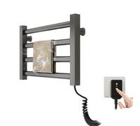 Qawner Scaldasalviette elettrico piccolo, 80 W, scaldasalviette elettrico, termostato da 55 °C, 45 x 30 cm, colore grigio