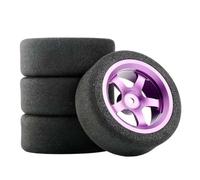 QAWSED RC Auto Pneumatici Compatibile con HSP per HPI 1/10 On-Road RC Car 12mm Hex RC per Auto da per Corsa Accessori 4 Pezzi Set per Racing Foam Tire Wheel Rim Set(Purple)