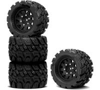 QAWSED RC Auto Pneumatici Compatible con Arrma para Granite para Axial para Ruedas Y Neumáticos para Buggy De Camión RC, Hexagonales De 12mm/14mm para Neumáticos De Camión RC A Escala 1/10(Black)