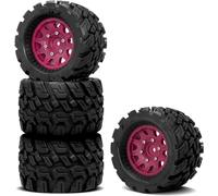 QAWSED RC Auto Pneumatici Compatible con Arrma para Granite para Axial para Ruedas Y Neumáticos para Buggy De Camión RC, Hexagonales De 12mm/14mm para Neumáticos De Camión RC A Escala 1/10(Purple)