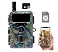 QAXRZCUCD 4G LTE Trail Camera APP Controllo 2.7K HD Visione Notturna Telecamere Impermeabili For Caccia Alla Fauna Selvatica Attivate Dal Movimento Con Scheda SIM Immagini E Video Nitidi(Plug-64GB)
