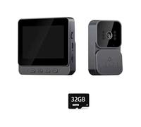 QAXRZCUCD Videocitofono Con Telecamera A Infrarossi For Visione Notturna, Schermo IPS Da 4,3 Pollici, 1080P, Spioncino 2,4G For Villa, Casa, Ufficio, Appartamento Sharp Live View(With 32GB Card)