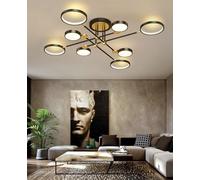 QAZPLM plafoniera led soffitto per soggiorno Plafoniere moderne plafoniere da soffitto dimmerabili Sospensioni telecomandate Lampade per soggiorno Cucina Camera da letto lampadario (Nero ø 126cm)