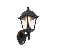 QAZQA capital - Applique con sensore con rilevatore di movimento I Sensor Classico - 1 luce - L 150 mm - Nero - Design I Rustico - Illuminazione esterna