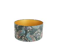 QAZQA cilinder velours - Paralume Classico - luce - Ø 50 cm - Stampa pavone verde - Design I Rustico -