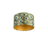 QAZQA cilinder velours - Paralume Moderno - luce - Ø 350 mm - Stampa piume di pavone -