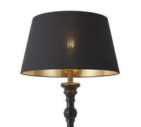 Qazqa classico - Lampada da terra con paralume Classico - 1 luce - Ø 45 cm - Nero - Design I Rustico - Soggiorno I Camera da letto I Sala da Pranzo I Cucina