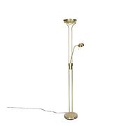Qazqa diva - LED Dimmerabile Lampada da terra con braccioo de lettura dimmer incluso Moderno - 1 luce - Ø 254 mm - Oro/Ottone - Moderno - Soggiorno I Camera da letto I Sala da Pranzo I Cucina
