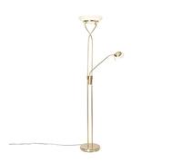 Qazqa empoli - LED Dimmerabile Lampada da terra con braccioo de lettura dimmer incluso Moderno - 1 luce - Ø 320 mm - Oro/Ottone - Moderno - Soggiorno I Camera da letto I Sala da Pranzo I Cucina