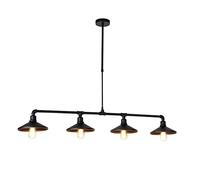 Qazqa laser hl - Lampada a sospensione regolabile in altezza rustico - 4 luce - L 1300 mm - Nero - Design I Rustico - Soggiorno