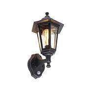 Qazqa new haven - Appliques con rilevatore di movimento I Sensor Classico - 1 luce - L 171 mm - Nero - Design I Rustico - Illuminazione esterna