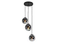 Qazqa pallon - Lampada a sospensione Art déco - 3 luce - Ø 45 cm - Argento - Art déco - Soggiorno I Camera da letto I Sala da Pranzo I Cucina