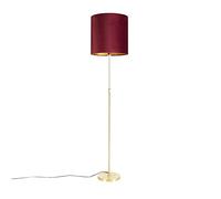 Qazqa parte fl - Lampada da terra con paralume Classico - 1 luce - Ø 400 mm - Rosso - Design I Rustico - Soggiorno I Camera da letto I Sala da Pranzo I Cucina