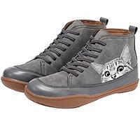 QAZW Stivaletti da donna invernali da donna, con lacci piatti, alla moda, con stampa di gatti, tinta unita, tacco piatto, in gomma morbida, leggero, antiscivolo, con lacci per esterni, B-38(EU)