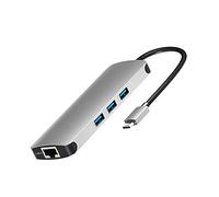 QAZWSXED LESANGBAIHUODIAN 9 in 1 USB C Hub Type C 3 USB 3.0 HDMI Compatibile TF Card PD RJ45 AUX Adapter Adattatore HDMI Lettore di Lettore Stazione Stazione Splitter (Color : Silver)