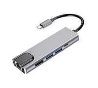 QAZWSXED LESANGBAIHUODIAN USB HUB 3.0 Splitter, Dock Adattatore hub Type C con 4K PD RJ45 Ethernet LAN Adatta per Laptop PC Computer Mobile HDD 53cc (Color : Silver)