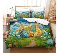 QazwYu 3D Con Stampa Di Dinosaur Biancheria Da Letto 3 Pezzi Set Copripiumino Con Cerniera E Federe Per Ragazzi E Ragazze,coppie,camera Da Letto,decorazione King(220x240 cm)