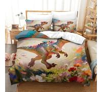 QazwYu Dinosaur 3 Pezzi, Con Federa Biancheria Da Letto Motivo Copripiumino Con in Microfibra, Con Federa,morbido, Resistente, Traspirante King(220x240 cm)