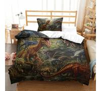QazwYu Stampa 3D Dinosaur Set Di Biancheria Da Letto 3 Pezzi Set Copripiumino Morbida Microfibra Per Ragazzi E Ragazze,coppie,camera Da Letto,decorazione Single(135x200 cm)
