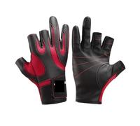 QAZWZG Guanti da pesca senza dita con 3 tagliate, guanti resistenza in pelle, strumento for escursionismo campeggio per Pesca(Red,XL)