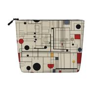 QAZWZML Bauhaus Linee Stampato singolo strato finto lino borsa cosmetica portatile con cerniera borsa cosmetica accessorio da viaggio