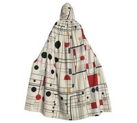 QAZWZML Bauhaus Lines Stampa Mantello con Cappuccio Halloween Adulto Lungo Mantello Strega Mago Cosplay Costume Dress